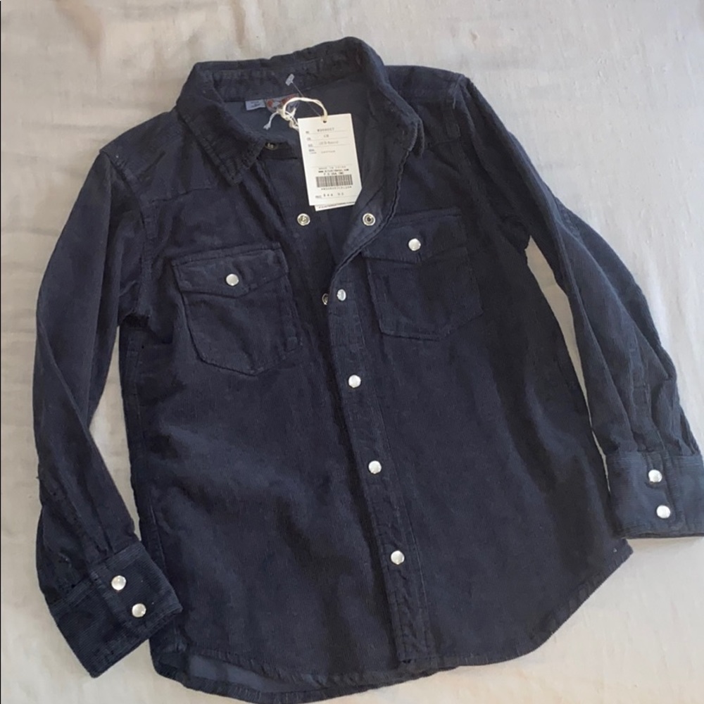 BITZ KIDS, Long sleeve black cord button down, 5-6